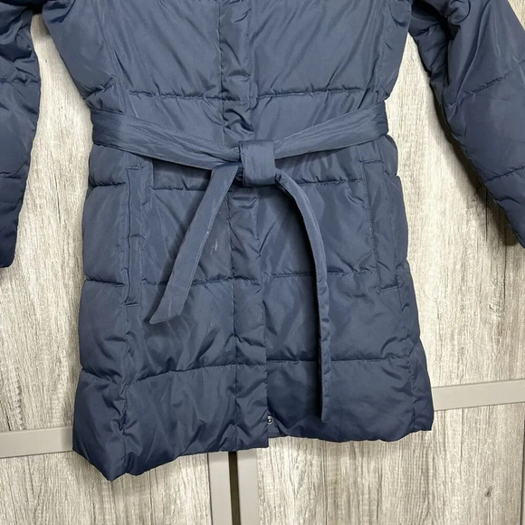 Crewcuts Girls Puffer Jacket Navy and Pink Hooded Long Pockets Size 8 - Picture 3 of 8